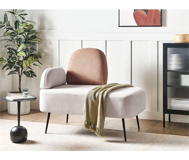 Beliani Chaise longue à esquerda Poliéster ARCEY Bege