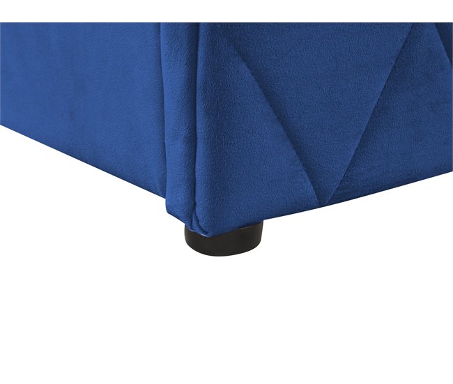 Beliani Cama com armazenamento Veludo ROCHEFORT 150x214 Azul Marino