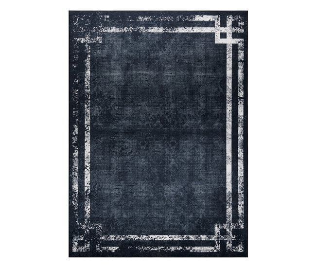 ANDRE 1486 Tapete Quadro vintage antiderrapante 80x150 Preto