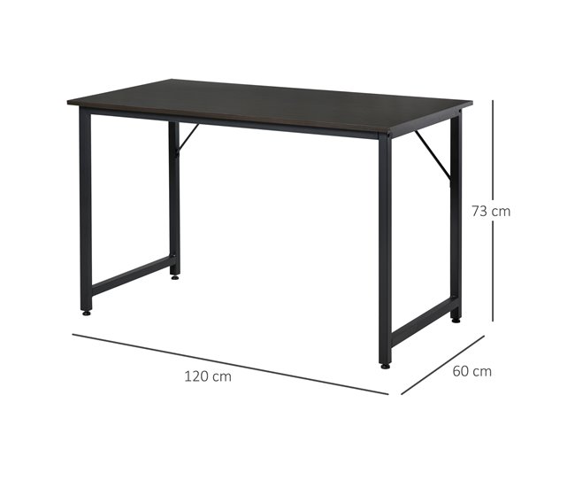 Secretária MDF e Tubo de Ferro HOMCOM, escritório - secretárias 120x60 Preto