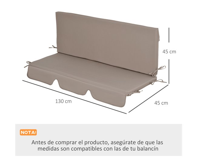 Almofada para Baloiço Poliéster e PP Outsunny Castanho