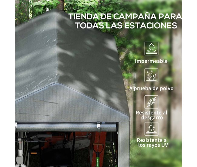Abrigo para Ferramentas Aço Galvanizado, Tecido PE Outsunny Cinza