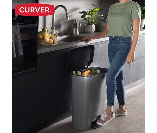 Curver Caixote do lixo Compatta 50L Cinza