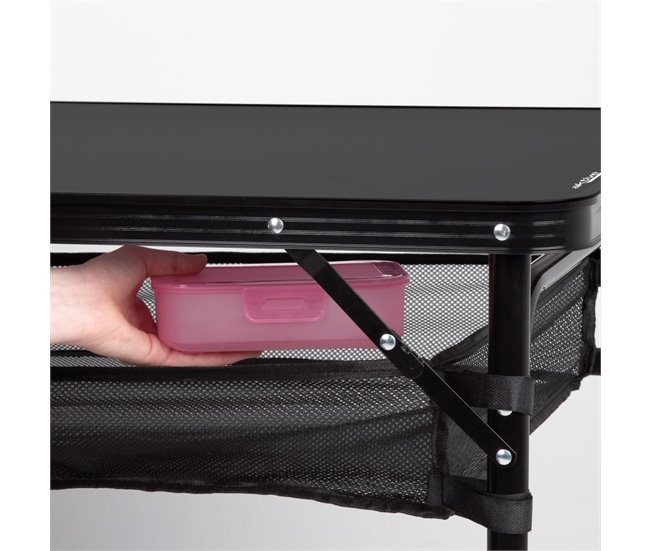 Aktive Mesa de acampamento dobrável, regulável em altura Preto