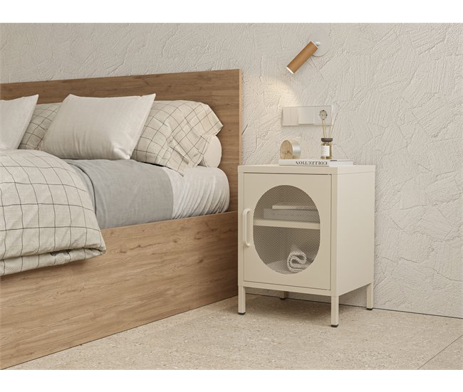 Mesa de cabeceira DIORA 60x40x35cm 1 porta Creme