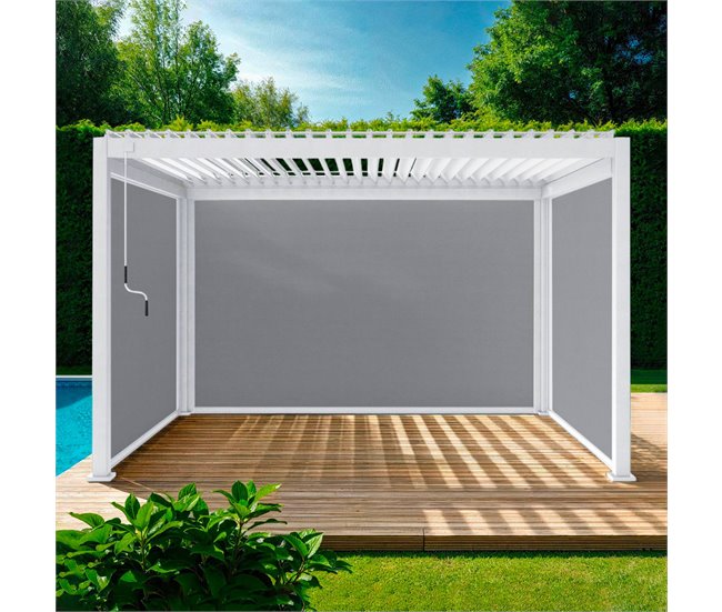 Pérgola bioclimática em alumínio, lâminas orientáveis 400x300 Branco