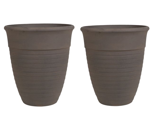 Beliani Conjunto de 2 vasos para plantas KATALIMA Castanho