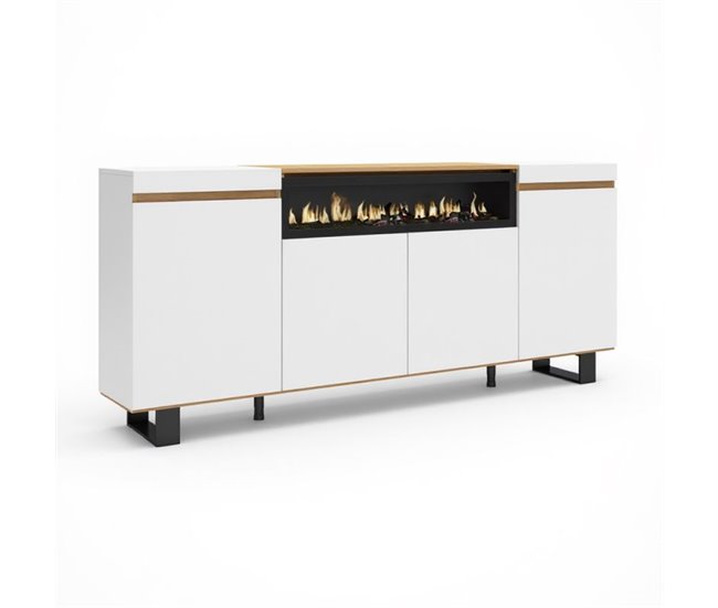 Aparador Kavos Up Lareira 203 Branco/ Madeira