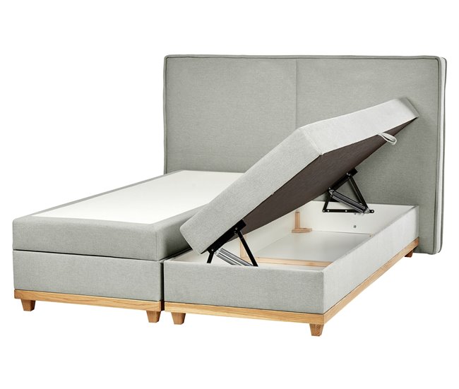 Beliani Cama continental Poliéster DYNASTY 180x217 Cinza Claro