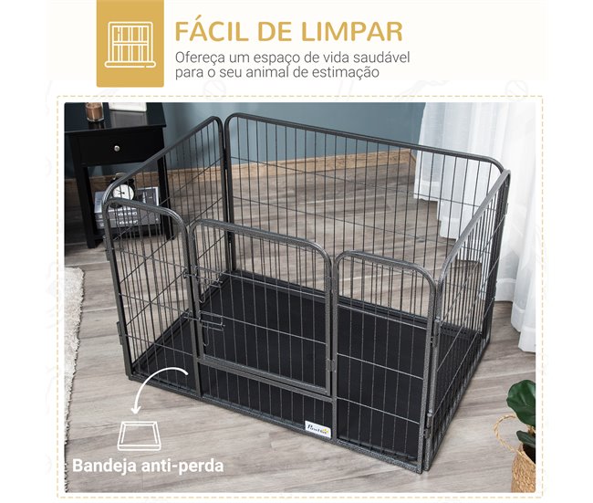Barreira Segurança Animais de Estimação Aço, ABS PawHut Cinza