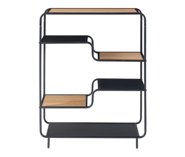 [en.casa] Estante de chão Kristiansand  6 prateleiras metal MDF Carvalho