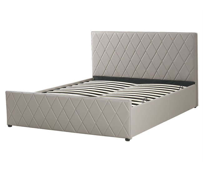 Beliani Cama com estrado Pele sintética ROCHEFORT 170x214 Cinza Escuro