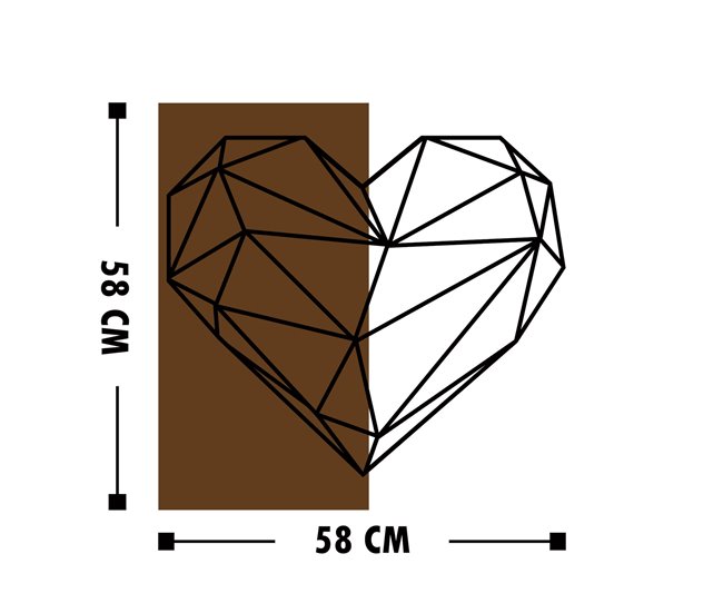 Placa decorativa WOOD HEART em metal negro Preto