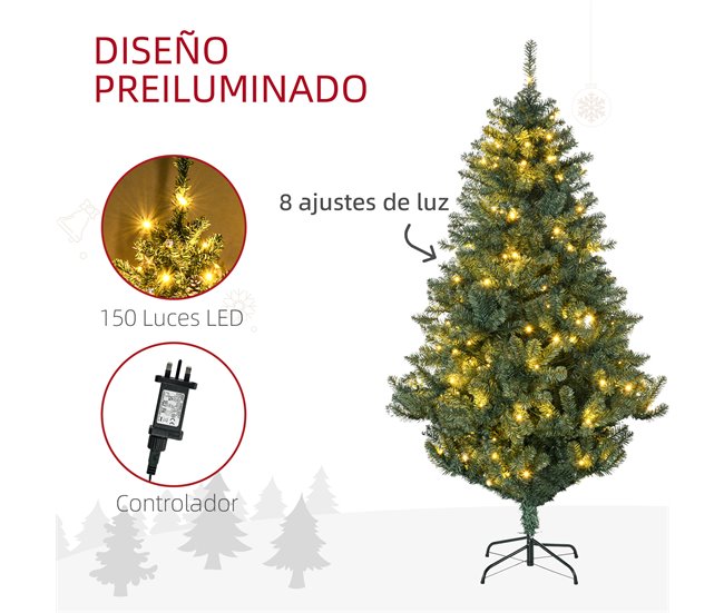 Árvore de Natal Plástico e Aço HOMCOM, casa - natal Verde