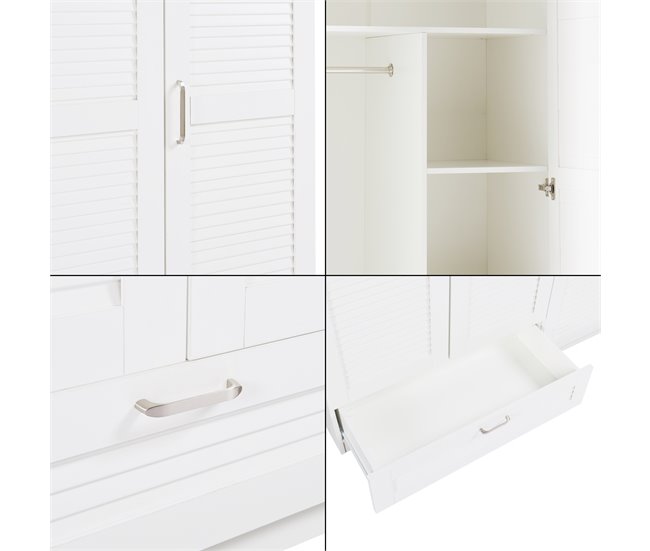 Armário de roupeiro com 2 calhas 1 gaveta [en.casa] Branco