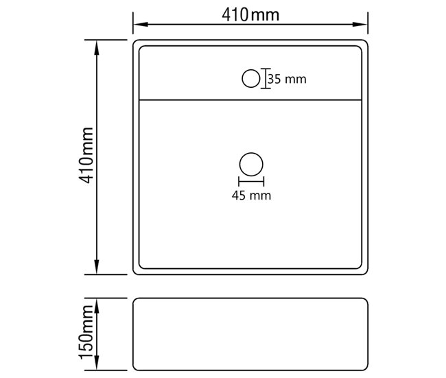 Lavatório - Lavabo - Pia de banheiro luxuoso quadrado Preto