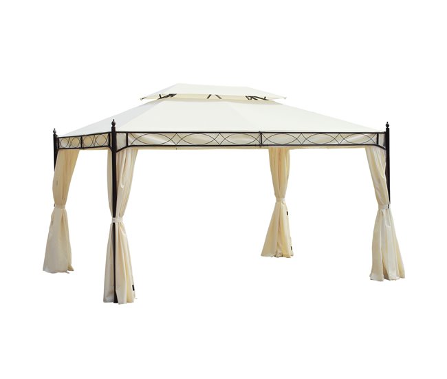 Pérgola de Jardim Aço e Poliéster Outsunny 400x300 Bege