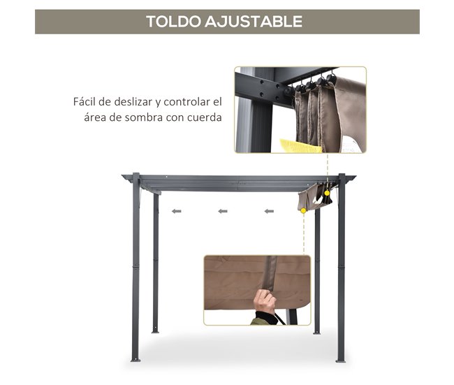 Pérgola Alumínio, Aço e Poliéster Outsunny 300x300 Preto