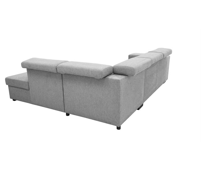Sofá de canto com cama HOLMES Cinza Claro