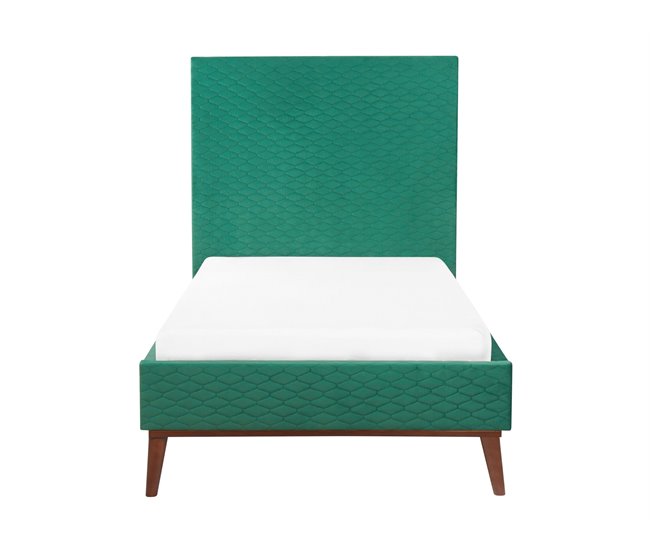 Beliani Cama Veludo BAYONNE 101x212 Branco/ Bege