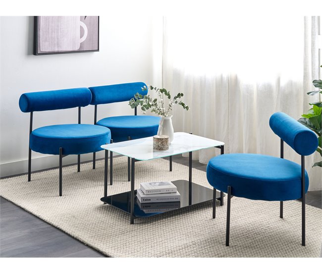 Beliani Poltrona ALPHA Azul Marino