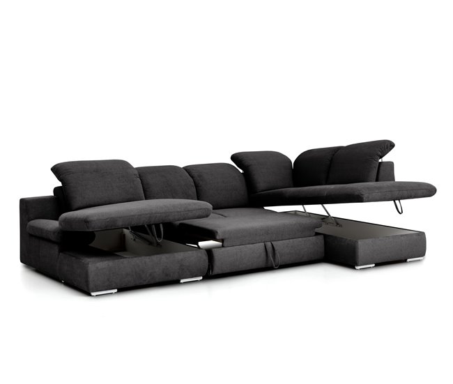 Sofá de canto ISONA com cama Antracite