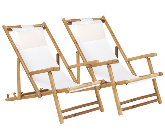 Beliani Cadeira lounge/relax ATRANI Branco/ Bege
