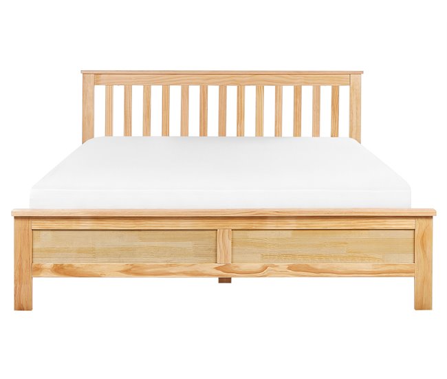Beliani Cama com estrado Pinho MAYENNE 169x208 Castanho