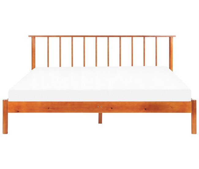 Beliani Cama com estrado Pinho BARRET 196x209 Castanho