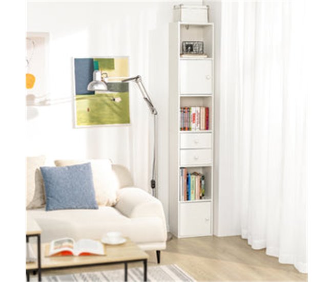 Móvel de casa de banho alto 2 portas e 2 gavetas STR10-W SoBuy Branco