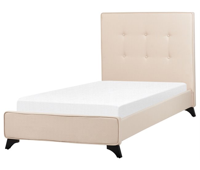 Beliani Cama com estrado Poliéster AMBASSADOR 102x216 Bege