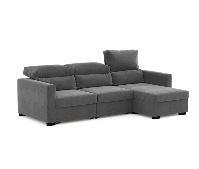 Chaise longue conversível em cama ARAM Cinza