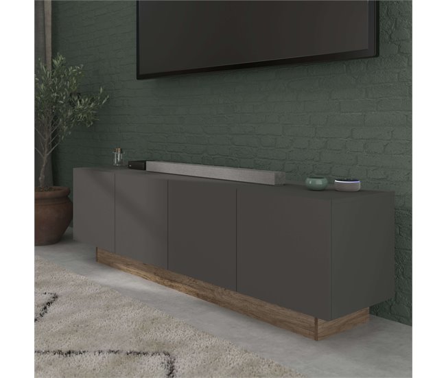 Armário de TV para sala de estar estilo moderno Opec com 4 portas Cinza