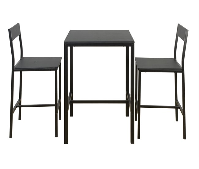 Conjunto de mesa alta com 2 bancos JAMIE Preto