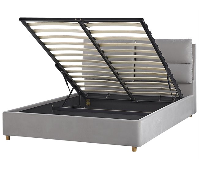 Beliani Cama baú Veludo BATILLY 154x224 Bege