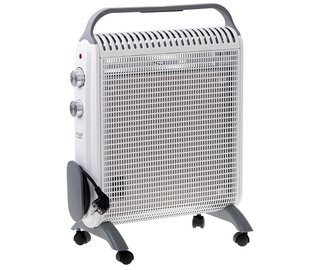 Adler AD7750 Convector Eléctrico Aire Caliente 2 Niveles Potencia Termostato Regulable Silencioso Portátil, 2000, Blanco Branco
