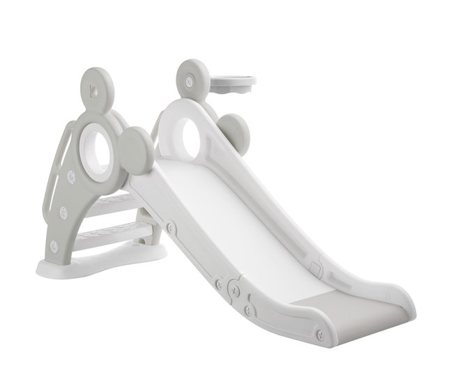 Escorrega Infantil Joy, Com Cesto De Basquetebol, Dobrável Branco/cinza