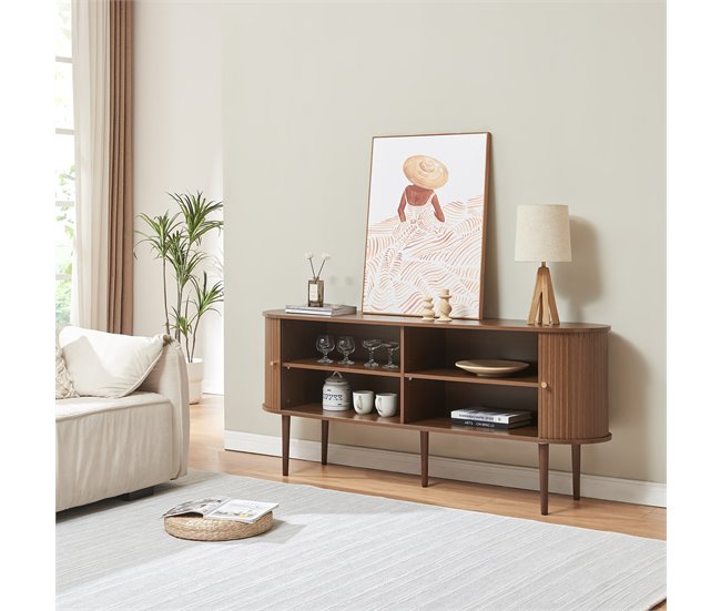 Aparador Mapia com 2 portas de correr [en.casa] 166 Nogal