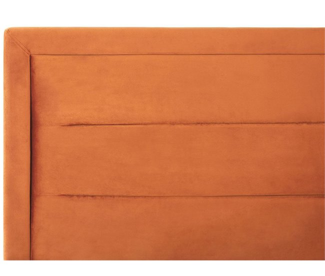 Beliani Cama com armazenamento Veludo ROUEN 168x214 Laranja