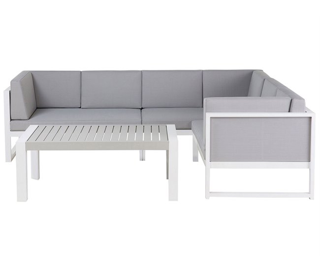 Beliani Conjunto lounge CASTELLA Cinza