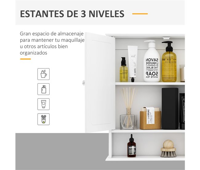 Armário de parede MDF espelho de vidro kleankin 56 Branco