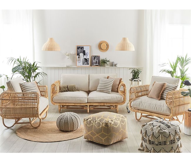 Beliani Conjunto lounge Rattan/vime DOLCEDO / LIMNI Bege