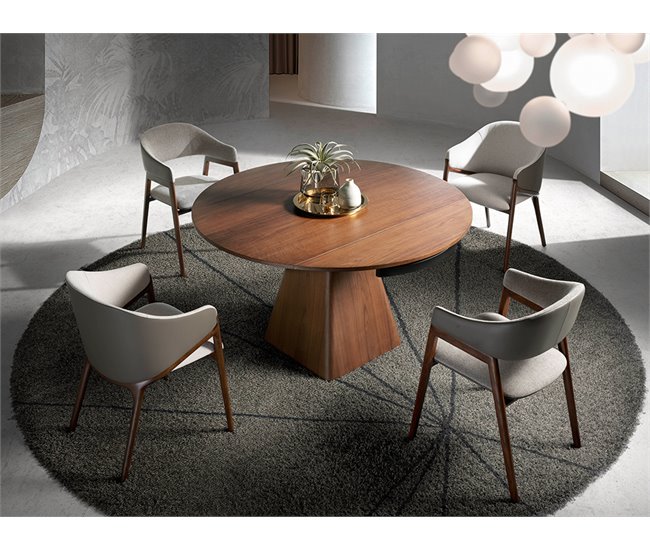 ANGEL CERDA Cadeira de couro ecológico em tecido cinzento e vison escuro Nogal