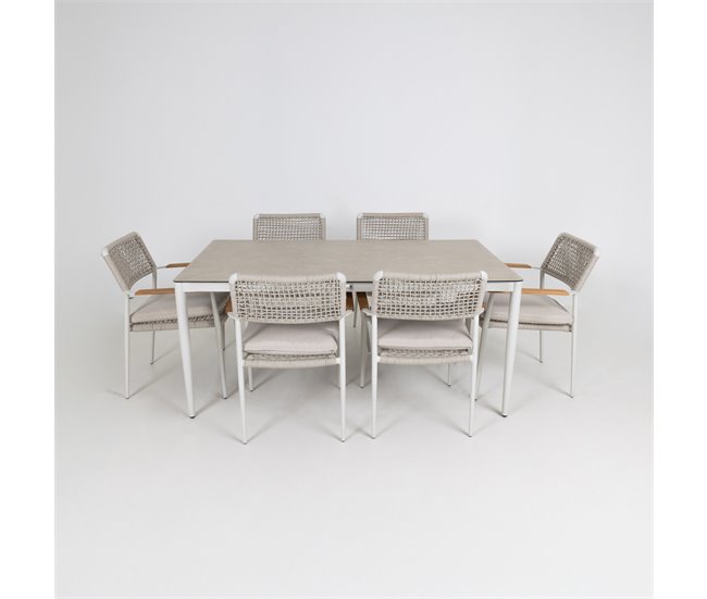 Conjunto de jardim morea com mesa retangular e 6 cadeiras