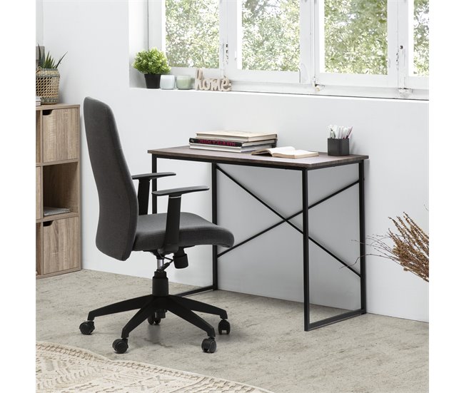  Mesa de escritório Cáceres 90x50 Preto