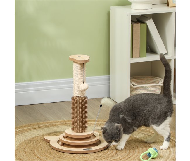 Arranhador para Gatos MDF, Sisal, PE PawHut Castanho