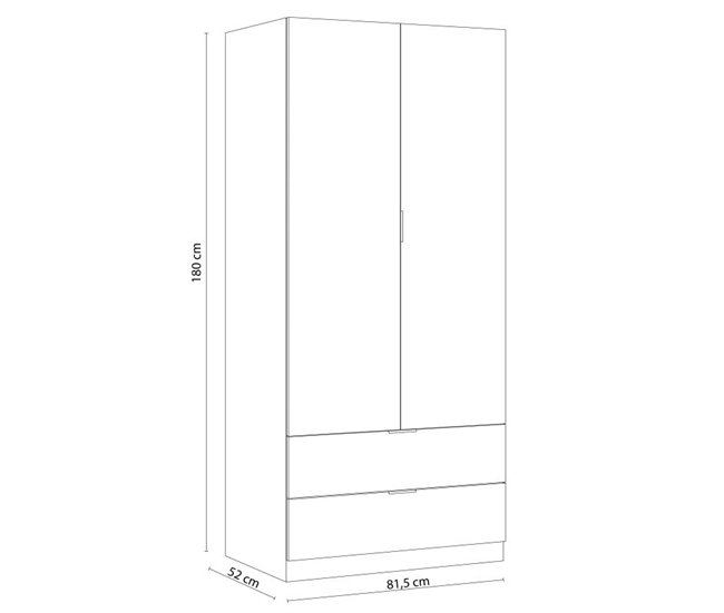 Roupeiro Lark 2 portas 2 gavetas 81 Branco