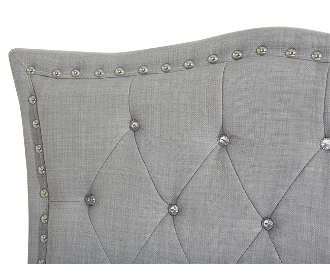Beliani Cama com armazenamento Poliéster METZ 192x215 Cinza Claro