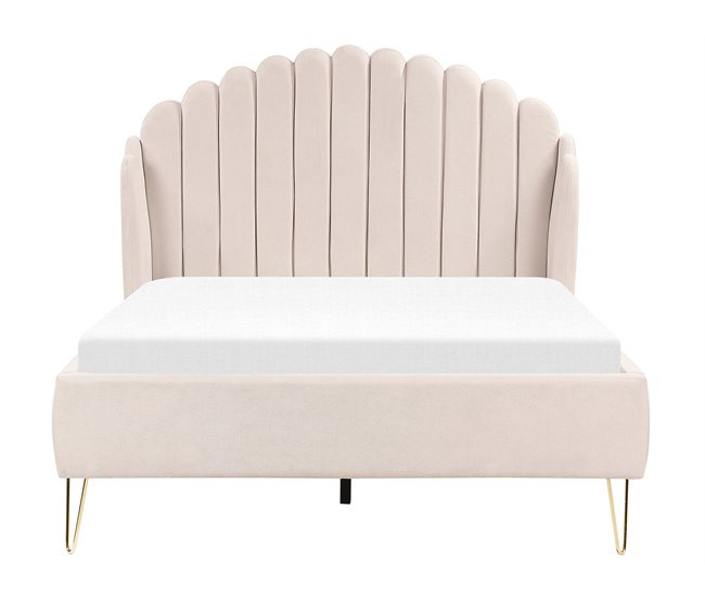 Beliani Cama com estrado Poliéster AMBILLOU 157x214 Bege