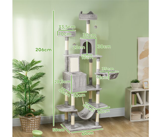 Arranhador para Gatos Aglomerado e Sisal PawHut Cinza